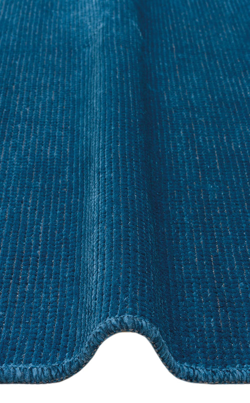 Modern Non Slip Kilim - Navy Blue Flat Weave Rug | Washable Solid Color Carpet