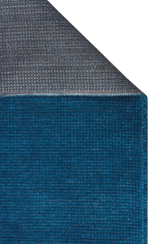 Modern Non Slip Kilim - Navy Blue Flat Weave Rug | Washable Solid Color Carpet