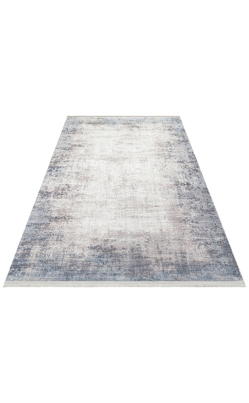 Modern Non Slip Rug – Navy Blue Machine Made Carpet With Soft Textured Pile