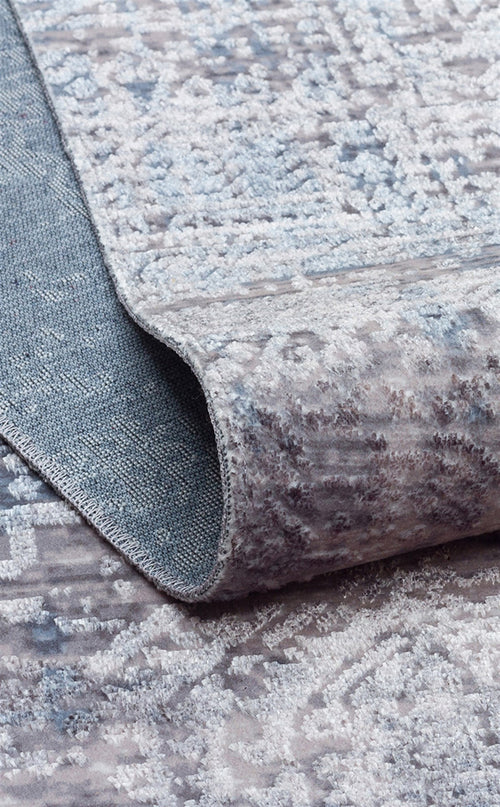 Modern Non Slip Rug – Navy Blue Machine Made Carpet With Soft Textured Pile