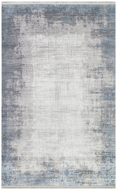 Modern Non Slip Rug – Navy Blue Machine Made Carpet With Soft Textured Pile