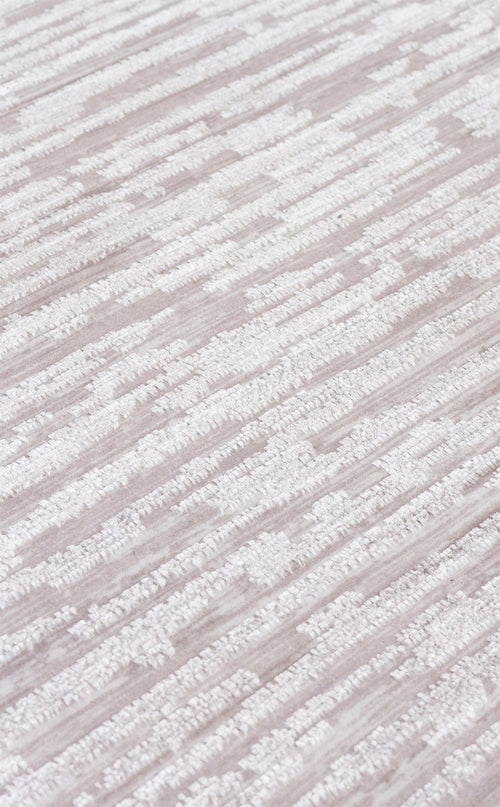 Cream Striped Area Rug - Machine Made Rug | Non Slip Carpet, Soft Textured Pile