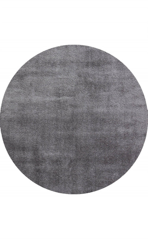 Modern Shaggy Rug - Anthracite Round Soft Textured Fluffy Pile Carpet