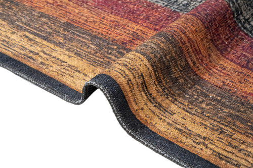 Orange Area Rug - Bergen Frame Design Digital Print Cotton Chenille Carpet