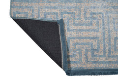Blue Geometric Area Rug – Washable Cotton Chenille Carpet for Living Room