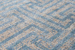 Blue Geometric Area Rug – Washable Cotton Chenille Carpet for Living Room