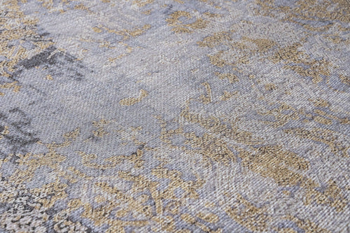 Modern Grey Area Rug - Digital Print Cotton Chenille Carpet for Living Room