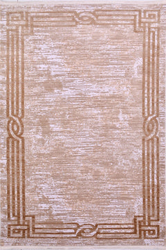 Machine Made Area Rug - Olive Cream Rug With 10 mm Pile Height & Overlocked Edge