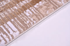 Machine Made Area Rug - Olive Cream Rug With 10 mm Pile Height & Overlocked Edge