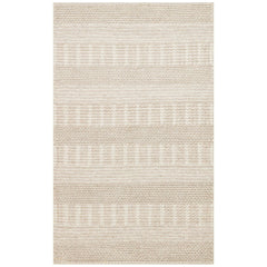 Hand-Knitted Rug – Beige Striped Natural Fiber Rug With Soft Texture