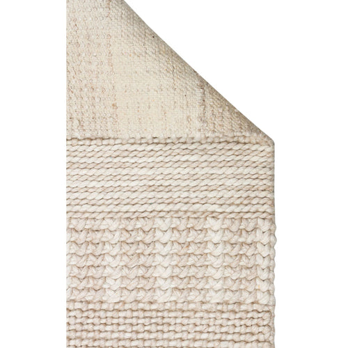Hand-Knitted Rug – Beige Striped Natural Fiber Rug With Soft Texture