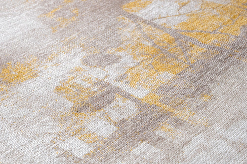 Modern Beige Area Rug – Cotton Chenille Digital Print Carpet for Living Room