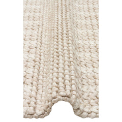Hand-Knitted Rug – Beige Striped Natural Fiber Rug With Soft Texture
