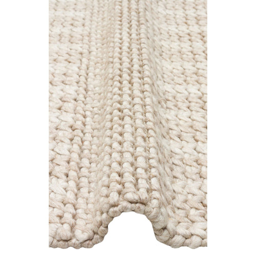 Hand-Knitted Rug – Beige Striped Natural Fiber Rug With Soft Texture