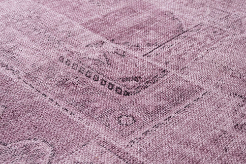 Pink Patchwork Area Rug - Cotton Chenille Digital Print Carpet for Living Room