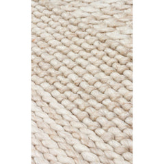 Hand-Knitted Rug – Beige Striped Natural Fiber Rug With Soft Texture