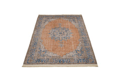 Classic Cotton Area Rug - Blue Digital Print Chenille Carpet for Living Room