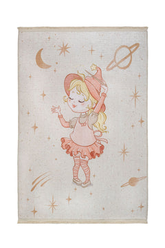 Kids Cotton Rug – White Chenille Digital Print Carpet for Playroom Comfort