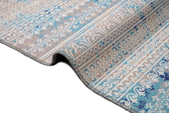 Blue Geometric Area Rug - Cotton Chenille Digital Print Carpet by Pia Monte