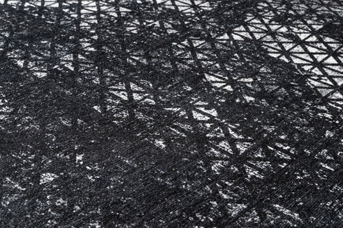 Black Geometric Area Rug - Cotton Chenille Digital Print Carpet for Living Room