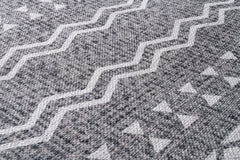 Grey Geometric Area Rug - Cotton Chenille Digital Print Carpet for Living Room