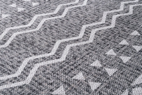 Grey Geometric Area Rug - Cotton Chenille Digital Print Carpet for Living Room