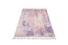 Modern Cotton Area Rug – Pink Digital Print Chenille Carpet for Living Room