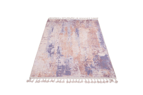 Modern Cotton Area Rug – Pink Digital Print Chenille Carpet for Living Room