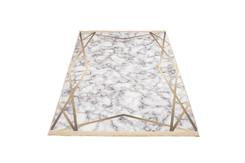 White Marble Area Rug – Digital Print Cotton Chenille Carpet by Pia Monte