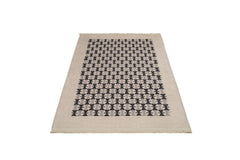 Black Geometric Area Rug – Cotton Chenille Digital Print Carpet for Living Room