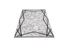 Grey Marble Area Rug – Digital Print Cotton Chenille Carpet for Living Room