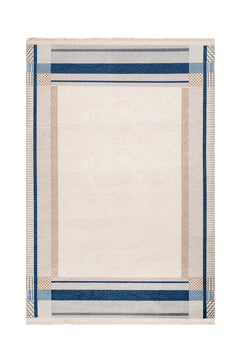 Digital Print Area Rug – Beige Frame Cotton Chenille Stylish Carpet for Home Decor