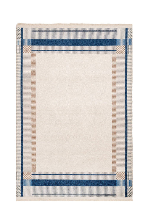 Digital Print Area Rug – Beige Frame Cotton Chenille Stylish Carpet for Home Decor