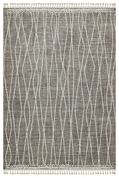 Machine Made Area Rug – Fremont Brown Geometric Cotton Yarn Carpet for Living Room