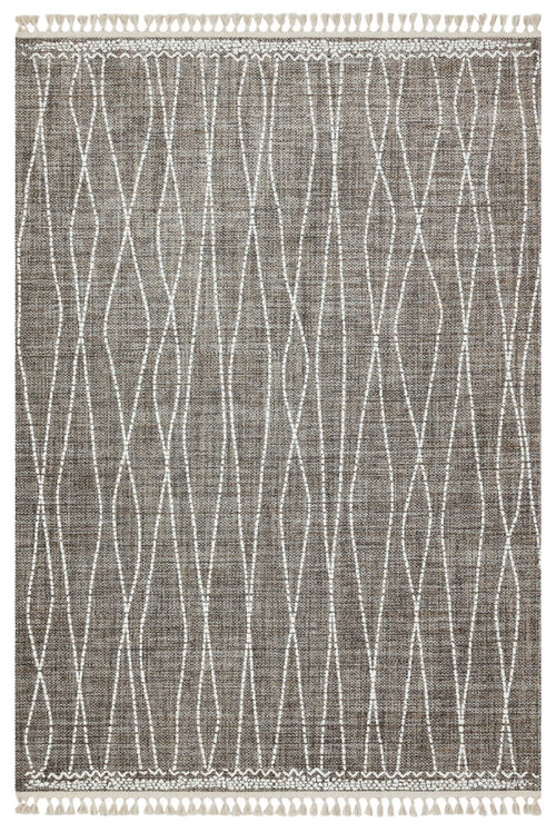 Machine Made Area Rug – Fremont Brown Geometric Cotton Yarn Carpet for Living Room