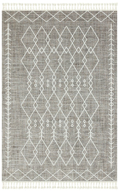 Machine Made Area Rug – Cream Geometric Cotton Yarn Carpet for Living Room