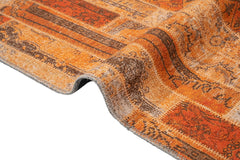 Orange Patchwork Area Rug - Cotton Chenille Digital Print Carpet for Living Room