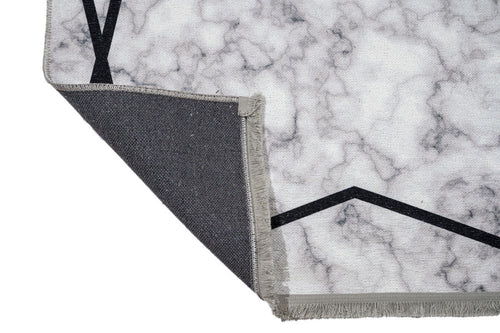 Grey Marble Area Rug – Digital Print Cotton Chenille Carpet for Living Room