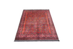 Digital Print Area Rug - Red Frame Cotton Chenille Rug | Stylish Washable Carpet