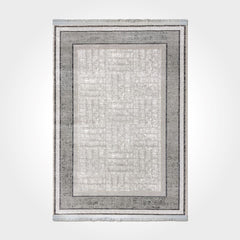Viscose Area Rug - Machine Made Cream Frame Rug with 7mm Pile & Anti Slip