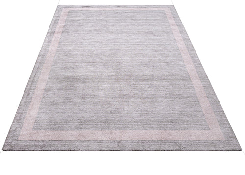 Natural Viscose Rug – Anthracite Frame Carpet With Soft Texture & Luxury Design