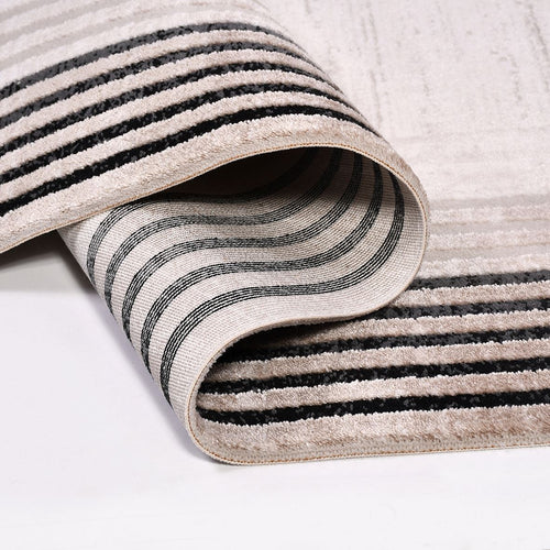 Machine Made Area Rug – Cream Frame Design Rug with Laser Cut Edges