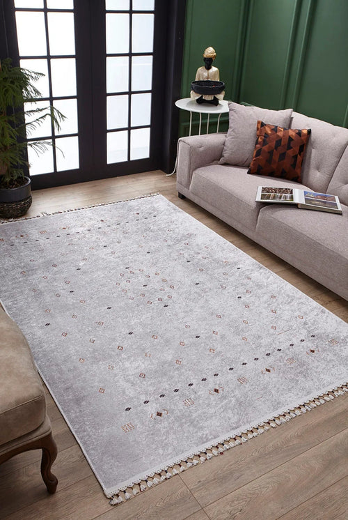 White Area Rug - Classic Digital Print Rug | Antibacterial, Non Slip Floor Mat