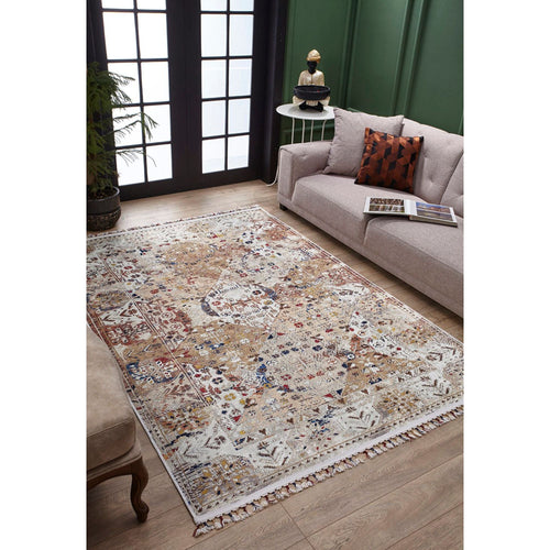 Modern Digital Print Rug - Cream Area Rug With Non Slip, Antibacterial Benefits