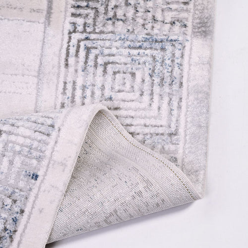 Grey Cotton Area Rug - Machine Made Flatweave Rug With Grey Frame Design