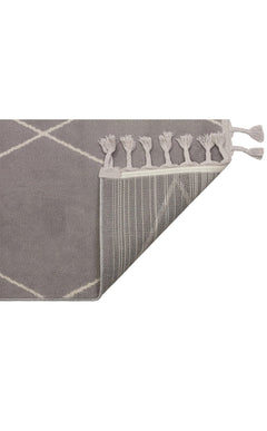 Grey Geometric Area Rug – Modern Machine Made Carpet With Ethnic Pattern