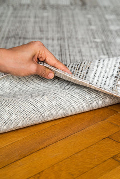 Machine Made Area Rug – Brown Geometric Woven Carpet for Living Room