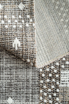 Machine Made Area Rug – Brown Geometric Woven Carpet for Living Room