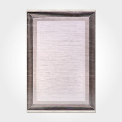 Machine Made Area Rug – Cream Frame Design Rug with Laser Cut Edges
