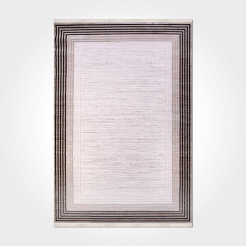 Machine Made Area Rug – Cream Frame Design Rug with Laser Cut Edges